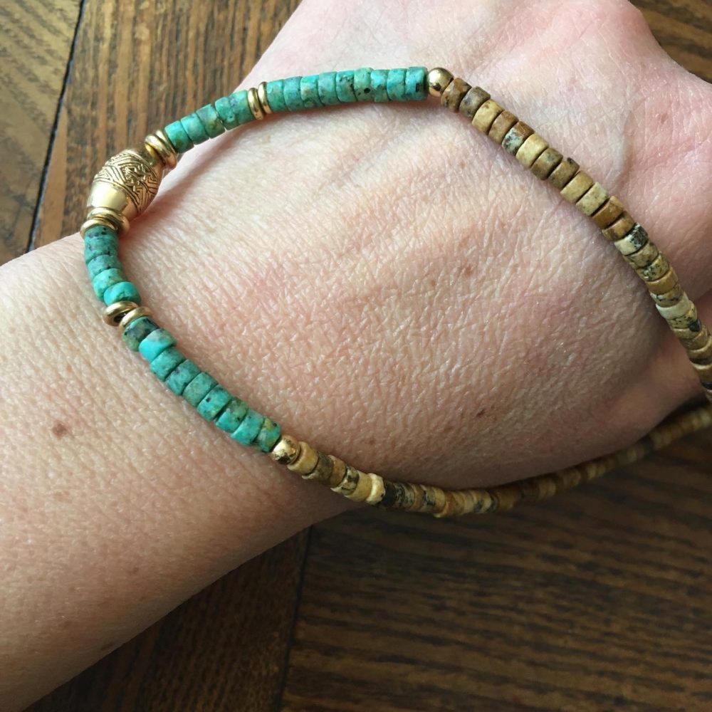 Collier pierres Lima Turquoise & coquillage